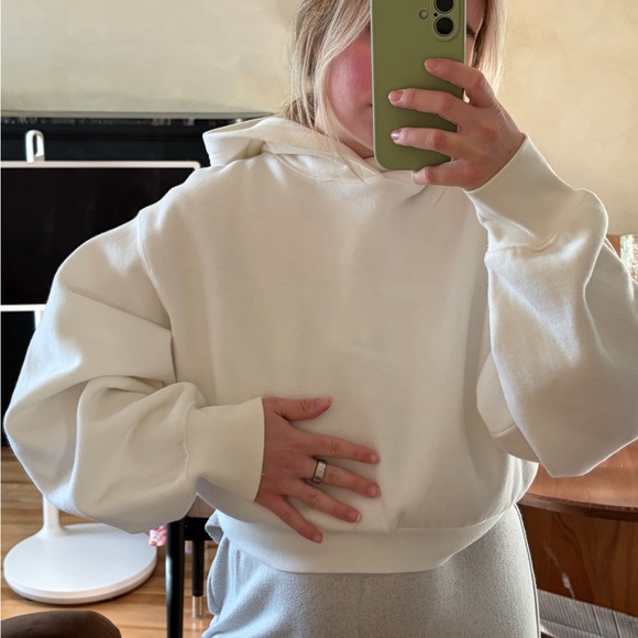 TNA Tops - White cropped hoodie